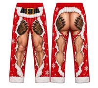 Pantalon de pyjama amusant pour homme avec imprimé griffes d'ours pour Noël | Pantalon de pyjama pour homme en polyester et élasthanne, imprimé griffes d'ours, avec élastique, coupe ample
