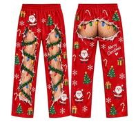 Pantalon de pyjama amusant pour homme avec imprimé griffes d'ours pour Noël | Pantalon de pyjama pour homme en polyester et élasthanne, imprimé griffes d'ours, avec élastique, coupe ample