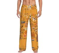 Pantalon de pyjama avec poches, taille élastique, confortable, doux, symboles de la culture néerlandaise, blanc, S