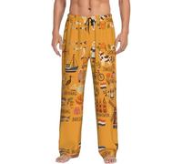 Pantalon de pyjama avec poches, taille élastique, confortable, doux, symboles de la culture néerlandaise, Noir , XL