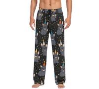 Pantalon de pyjama Bulldog Happy New Year pour homme - Confortable - Coupe droite avec poches - Taille S à XXL, Noir , L