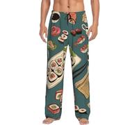 Pantalon de pyjama coloré Sushi And Rolls Pantalon doux Pantalon de sommeil confortable Décontracté avec poches, Noir , 449XL