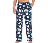 Pantalon de pyjama confortable pour homme avec poches et cordon de serrage, Ours polaire de Noël, M