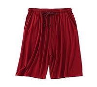 Pantalon de pyjama court en coton pour homme - Grande taille - Pantalon de pyjama - Bermuda fin - Pantalon d'été baggy - Vêtement de nuit - Pantalon de jogging, rouge, XXXXXXL