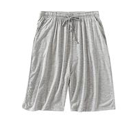 Pantalon de pyjama court en coton pour homme - Grande taille - Pantalon de pyjama - Bermuda fin - Pantalon d'été baggy - Vêtement de nuit - Pantalon de jogging, gris, XXL