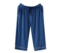 Pantalon de pyjama court pour homme - Pantalon de sport 3/4 en coton - Pantalon de sport court - Pantalon de pyjama décontracté - Pantalon de jogging - Taille élastique - Short de sport - Short de