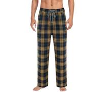Pantalon de pyjama décontracté avec imprimé à carreaux pour la maison avec cordon de réglage du même ton et boutons Pantalon ample à jambe droite confortable, orange, L