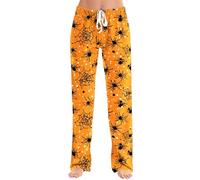 Pantalon De Pyjama D'halloween Pour Femme 2025, Bas De Pyjama Coupe Droite Survêtement D'halloween Pour Femmes Taille Haute Imprimé Citrouille Pants Longue Y2k Célébration Automne Hiver