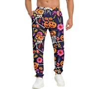 Pantalon de pyjama d'Halloween pour homme Pantalon de loisirs doux avec fantômes citrouilles et MurciéLagos Confortable Pantalon de sommeil léger avec poches, Violet foncé, XXL
