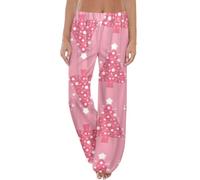 Pantalon de pyjama doux avec imprimé festif pour un confort familial confortable comme vêtement de nuit, Rose, XXL