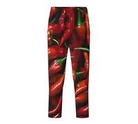 Pantalon de pyjama doux et élégant avec imprimé piment chili pepper pour femmes et hommes, pantalon amusant pour la famille, assorti décontracté léger, Noir/blanc, S