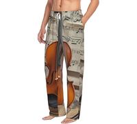 Pantalon de pyjama doux pour homme avec poches et partitions de violon