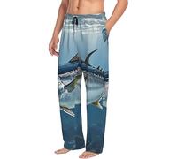 Pantalon de pyjama doux pour homme - Thon bleu - Pantalon de nuit avec poches