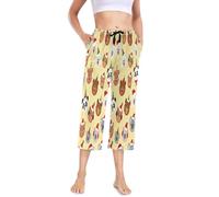 Pantalon de pyjama élastique taille haute pour femme Motif visages d'animaux de Noël S-XXL, coloré, Small