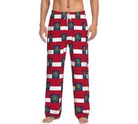 Pantalon de pyjama en flanelle imprimé drapeau de l'État de Géorgie pour homme, parfait pour se détendre sur le lit et le canapé, Noir , L