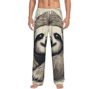 Pantalon de pyjama en flanelle pour homme, motif paresseux mon esprit, pantalon de pyjama doux en coton chaud avec poches, Noir , XL