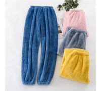 Pantalon de pyjama en peluche pour hommes et femmes, pantalon chaud pour la maison, taille élastique confortable, mignon, lieu solide, sourire, extérieur, hiver Men Blue-gray