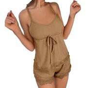 Pantalon De Pyjama Femme Robe Longue Hiver Femme Satin Nightwear Lace Sexy Lingerie Up Set Sleepwear Pajamas Women Pyjama Monstre Et Compagnie Dentelle Khaki XXXL