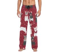 Pantalon de pyjama « Happy New Year Bulldog » pour homme - Confortable - Coupe droite avec poches - Taille S à XXL, Rouge, L