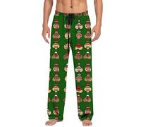 Pantalon De Pyjama Homme, Bas de Pyjama Hommes Long Noel Print Moche, Pantalons de Pyjamas Wapiti Bonhomme de Neige Arbre de Noëls, Vêtement de Nuit Large Confortable Sleep Lounge Pants 2025