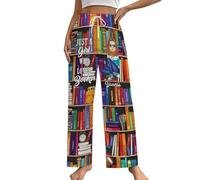 Pantalon de pyjama « Just A Girl Who Like Books » pour les amateurs de livres, filles, amateurs de lecture, vêtements de nuit, pantalon taille haute pour femme, Orange, L