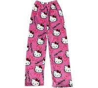 Pantalon de pyjama Kitty pour femme - Long en flanelle - Doux - Kawaii - Anime - Confortable - Rose - Automne-hiver