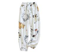 Pantalon de pyjama long en flanelle pour femme avec imprimé de dessin animé - Pantalon de sommeil chaud pour l'hiver - Pantalon en tissu doux - Taille élastique - Pantalon de loisirs Baggy Comfort