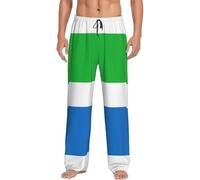 Pantalon de pyjama long en polyester pour homme avec drapeau de la Sierra Leone, Noir , S
