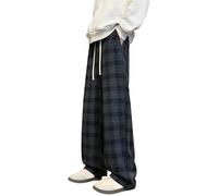 Pantalon de pyjama long pour homme - Hip Hop Y2K - Pantalon de randonnée - Pantalon de pyjama - Pantalon de sport - Pantalon thermique à carreaux - Grandes tailles et ample - Pour l'automne et l'hiver