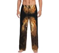 Pantalon de pyjama long pour homme motif lion africain, pantalon de pyjama doux avec poches, cordon de serrage réglable, Noir , XXXL