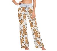 Pantalon de pyjama pour femme avec cordon de serrage - Jambe large et confortable - Motif Cookie Man, Motif Cookie Man étoile, XS