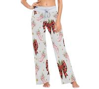 Pantalon de pyjama pour femme avec nœud papillon et cordon de serrage - Jambe large et confortable, Motif de chaussette nœud papillon, XS