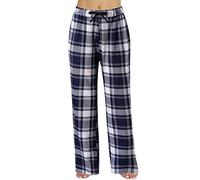 Pantalon de pyjama pour femme - Imprimé à carreaux - En coton - Décontracté - Baggy - Vêtement de nuit - Avec poches, 01 - Blanc, XXL