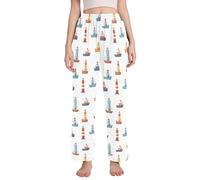 Pantalon de pyjama pour femme Motif bateaux phares et navires, Motif bateaux phares et navires, L