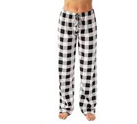 Pantalon de pyjama pour femme - Motif écossais - Taille élastique - Cordon de serrage - Modal doux et confortable - Vêtements de nuit - Vêtements de nuit pour toutes les saisons, gris, S