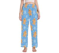 Pantalon de pyjama pour femme Motif flocon de neige Cookie Man Fond bleu, Motif Cookie Man sur fond bleu flocon de neige, S
