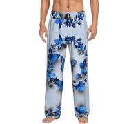 Pantalon de pyjama pour homme avec imprimé papillons bleus, Noir , XL