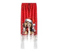 Pantalon de pyjama pour homme avec motif de Noël - Pantalon de pyjama amusant avec épagneul Cavalier King Charles - Pantalon confortable pour les vacances, Style_i06 Orange, XXL