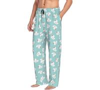 Pantalon de pyjama pour homme avec poches - Motif dessin animé mignon canard Bubble_B Pantalon de pyjama doux pour homme, Noir/blanc, XXL
