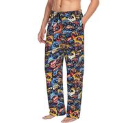 Pantalon de pyjama pour homme avec poches - Motif voiture de course hors route colorée - Pantalon de pyjama doux et confortable pour homme, Noir/blanc, XXL