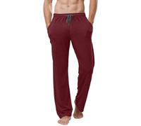 Pantalon de pyjama pour homme - Long avec poignets - Couleur unie - Pantalon de pyjama pour homme - Pantalon de pyjama - Pantalon de pyjama doux - Avec cordon de serrage et poches, rouge, XL