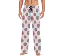 Pantalon de pyjama pour homme, motif mandalas floral, rose avec poches, pantalon de pyjama doux pour homme, Mandalas Floral Rose, L