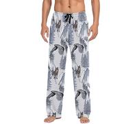 Pantalon de pyjama pour homme - Pour moto, motocross - Vêtements de nuit - Avec poches, Loup élan multi-ours, L