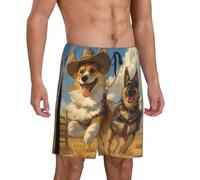 Pantalon de pyjama pour homme - Short de pyjama confortable pour homme de la ferme Corgi Berger allemand, Noir/blanc, XXL