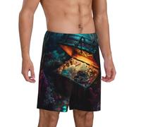 Pantalon de pyjama pour homme - Short de pyjama confortable sous l'eau avec poitrine au trésor pour homme, Noir/blanc, XXL