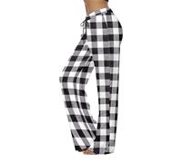Pantalon de Pyjama Taille Haute à Carreaux pour Femmes Pantalon en Flanelle Ultra Douce Et Chaude Legging de Noël Cocooning Bas de Salon Respirant pour Soirées Tenue Maison Hiver