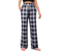 Pantalon de pyjama vichy pour femme avec cordon de serrage | Coton ultra doux doux au toucher, cordon de serrage en ruban flexible, vêtement de nuit confortable et spacieux à jambe