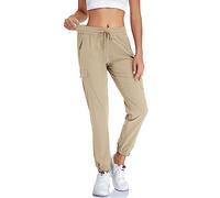 Pantalon de randonnée cargo léger à séchage rapide pour femme, UPF50+, athlétique, décontracté, avec poches à fermeture éclair, abricot, Taille M