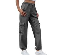 Pantalon de Randonnée Cargo pour Femme Taille Élastique Pantalon Femme Chic et Elegant Pantalon à Jambes Droites Pantalon d'Extérieur Droit Trousers Couleur Solide Trousers Streetwear