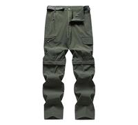 Pantalon de randonnée convertible pour homme avec fermeture éclair - Séchage rapide - Respirant - Stretch - Pantalon d'extérieur léger - Pour escalade, marche, équitation, Vert armée, M